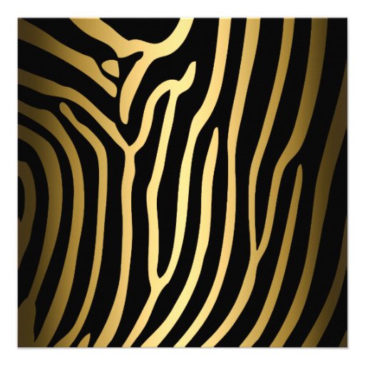 Elegant Birthday Party Gold Black Zebra Stripe Announcements