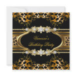 Elegant Birthday Party Leopard Gold Announcements