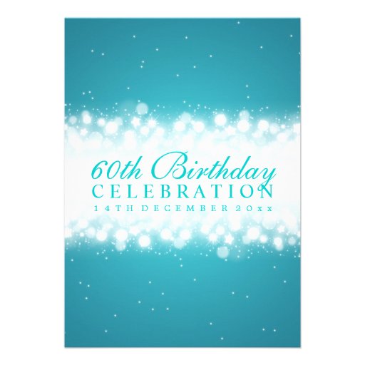 Elegant Birthday Party Magic Sparkle Turquoise Cards