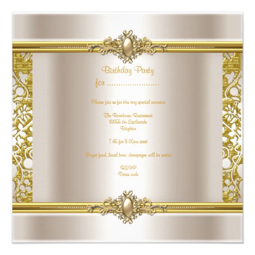 Elegant Birthday Party Metallic Gold Damask Gold Personalized Invitations