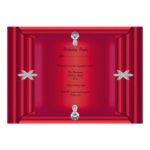 Elegant Birthday Party Red Jewel Purse Look Announcements