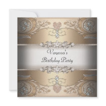 Elegant Birthday Party Sepia Coffee Beige invitations