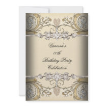 Elegant Birthday Party Sepia Coffee Gold invitations