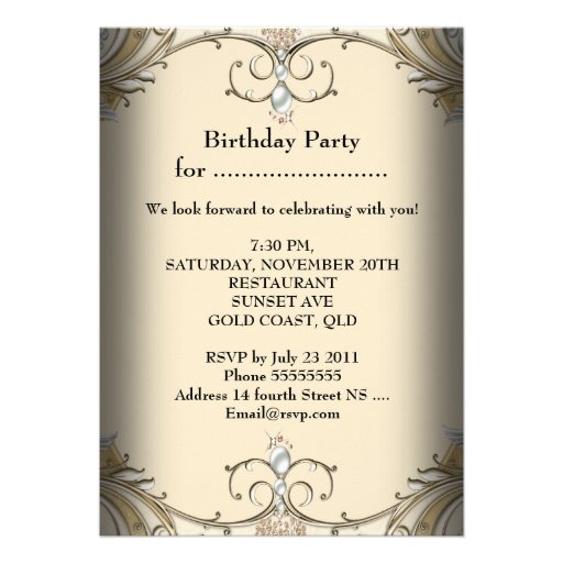 Elegant Birthday Party Sepia Coffee Gold Invitations