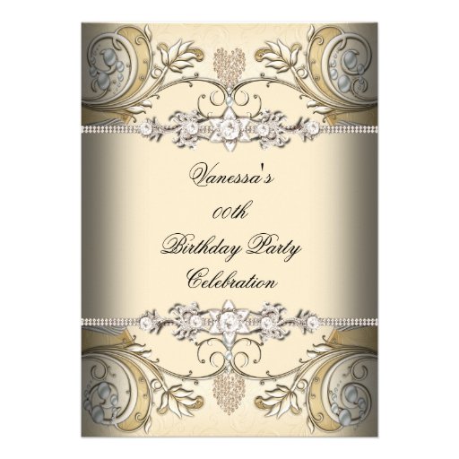 Elegant Birthday Party Sepia Coffee Gold Invitations (front side)