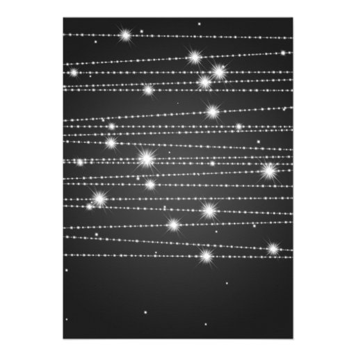 Elegant Birthday Party Sparkling Lines Black Invitations