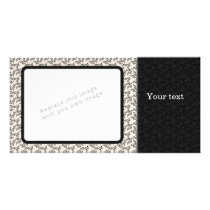 Elegant black and beige floral design photo cards