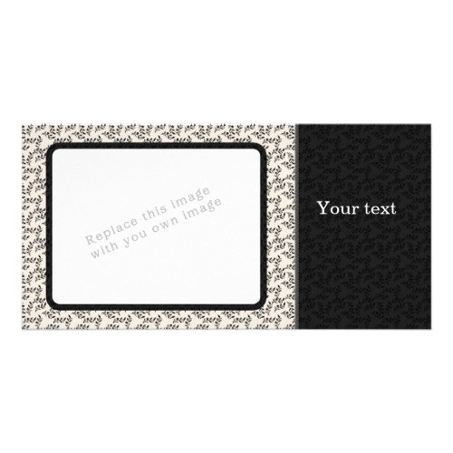 Elegant black and beige floral design photocard