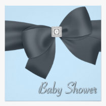 Elegant Black and Blue Baby Shower invitations