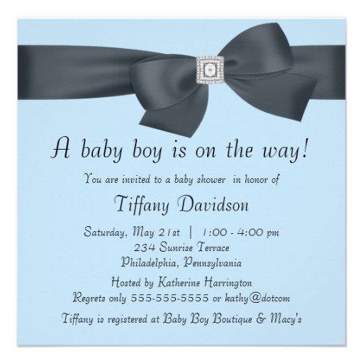 Elegant Black and Blue Baby Shower Announcements
