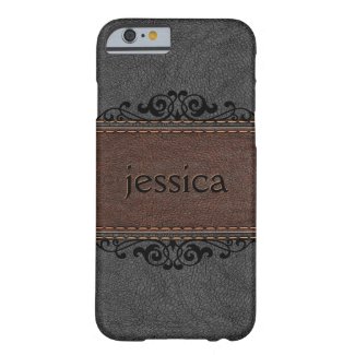 Elegant Black And Brown Vintage Leather Barely There iPhone 6 Case