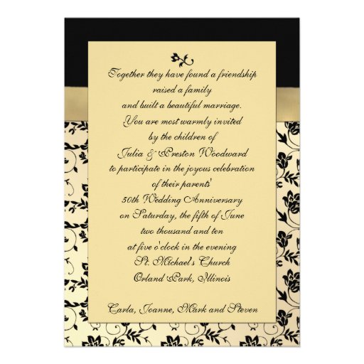 Elegant Black and Gold 50th Anniversary Invitation