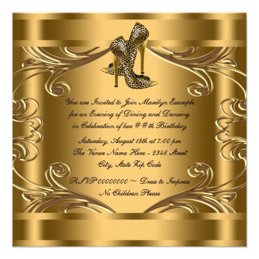 Elegant Black and Gold 50th Birthday Party Announcements