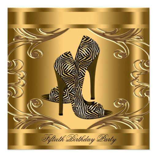 Elegant Black and Gold 50th Birthday Party Personalized Invitations