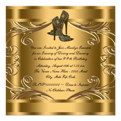 Elegant Black and Gold 50th Birthday Party Personalized Invitations