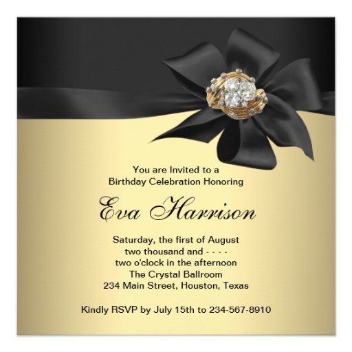 Elegant Black and Gold 50th Birthday Party Invites