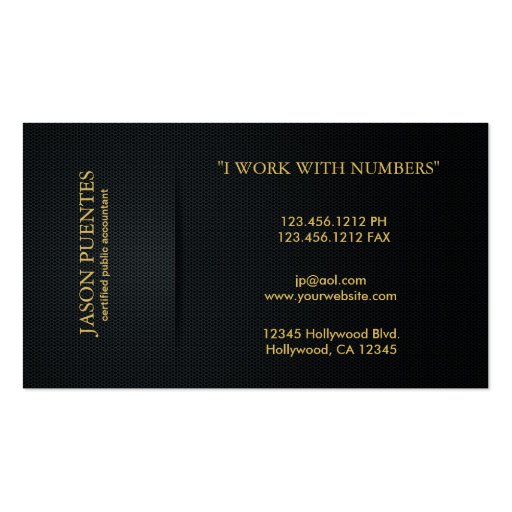 Elegant Black and Gold Accounting Business Card Template (back side)