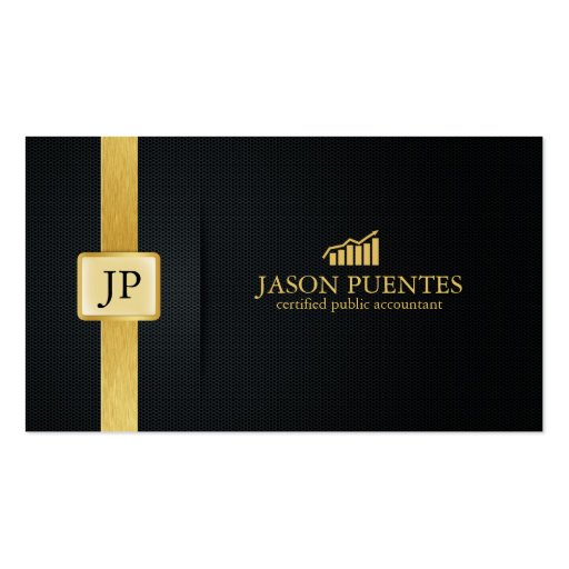 Elegant Black and Gold Accounting with graph logo Business Card Templates (front side)