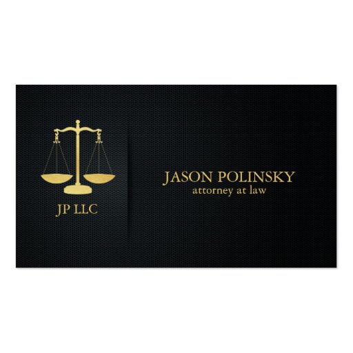 Elegant Black and Gold Attorney At Law Business Card Templates (front side)