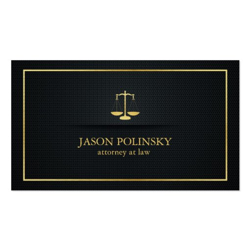 Elegant Black and Gold Attorney At Law Business Card (front side)