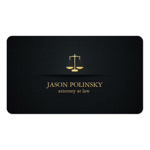 Elegant Black and Gold Attorney At Law Business Cards (front side)