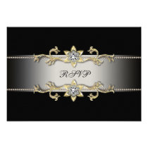 Elegant Black and Gold Bat Mitzvah Invitation invitations