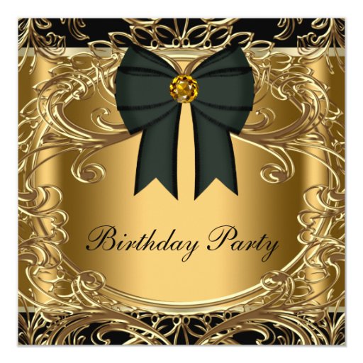 Elegant Black and Gold Birthday Party Invitations Zazzle