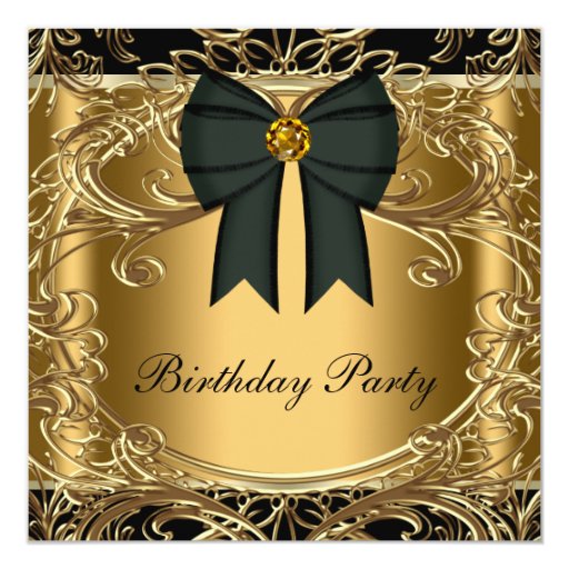 Elegant Black And Gold Birthday Party Invitations Zazzle 