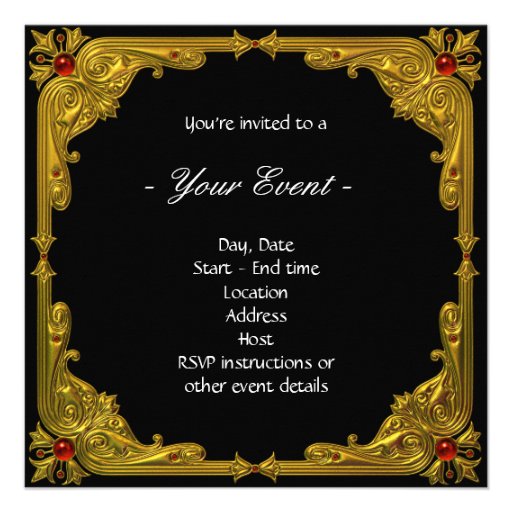 Elegant Black and Gold Carousel Horse Invitations