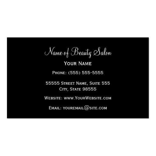 Elegant Black and Gold Chevrons Hair Salon Business Card Template (back side)