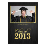 Elegant black and gold Class of 2013 Graduation Personalized Invitation