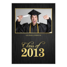 Elegant black and gold Class of 2013 Graduation Personalized Invitation
