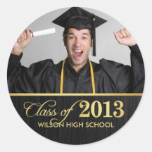Elegant black and gold Class of 2013 Graduation Stickers