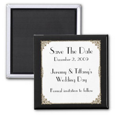 Elegant Black and Gold Frame Save the Date Magnet