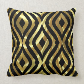Elegant Black And Gold Geometric Pattern Pillows