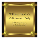 Elegant Black and Gold Mans Retirement Party Personalized Invites