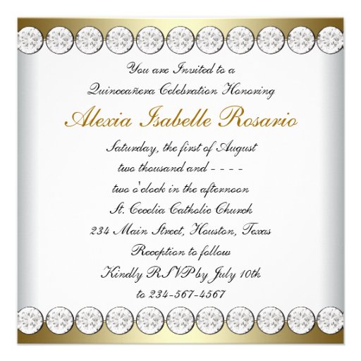 Elegant Black and Gold Quinceanera Personalized Announcement