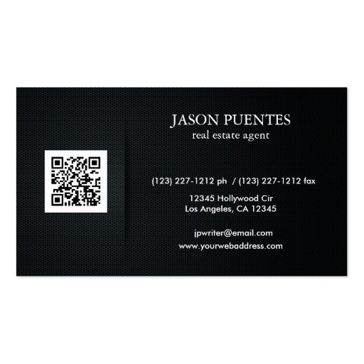 Elegant Black and Gold real estate agent Business Cards (back side)