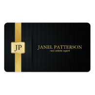 Elegant Black and Gold Real Estate Agent Business Cards