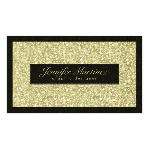 Elegant Black And Gold Tones Glitter & Sparkles Business Card (front side)