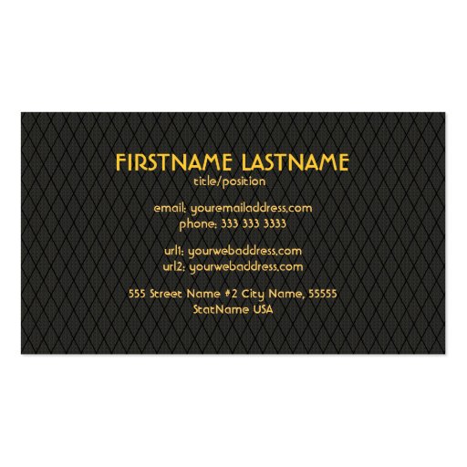 Elegant Black And Gold Vintage Gold Lace Frame Business Cards (back side)