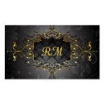 Elegant Black And Gold Vintage Gold Lace Frame Business Cards