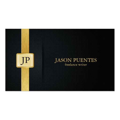 Elegant Black and Gold Writer's Business Card Templates (front side)