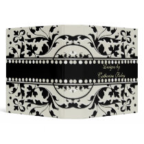 Elegant Black and Ivory Fleur Avery Binder