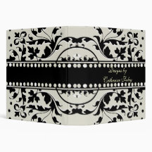 Elegant Black and Ivory Fleur Avery Binder