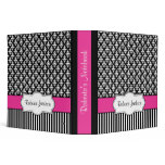 Elegant Black and Magenta Damask Custom Binder