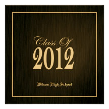 Elegant Black and Metallic Gold Class of 2012 Personalized Announcement