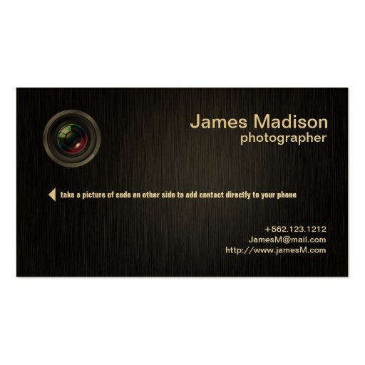 Elegant Black and Metallic Gold Photography Business Card Templates (front side)