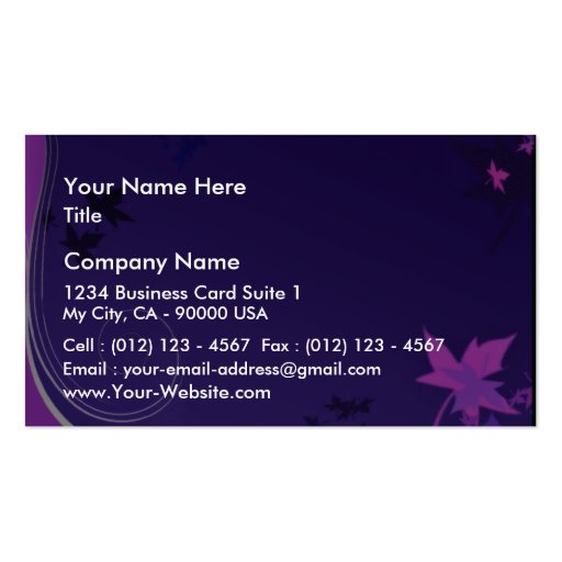 Elegant black and pink leaves business card templates (front side)