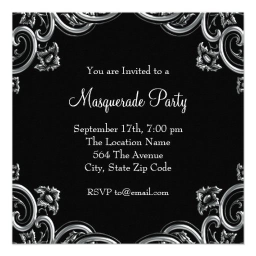 Elegant Black and Pink Masquerade Party Custom Announcement
